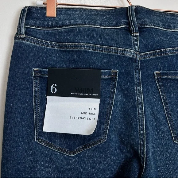 WHBM Slim Mid-Rise Everyday Soft Jeans Size 6R Dark Wash - Picture 4 of 6